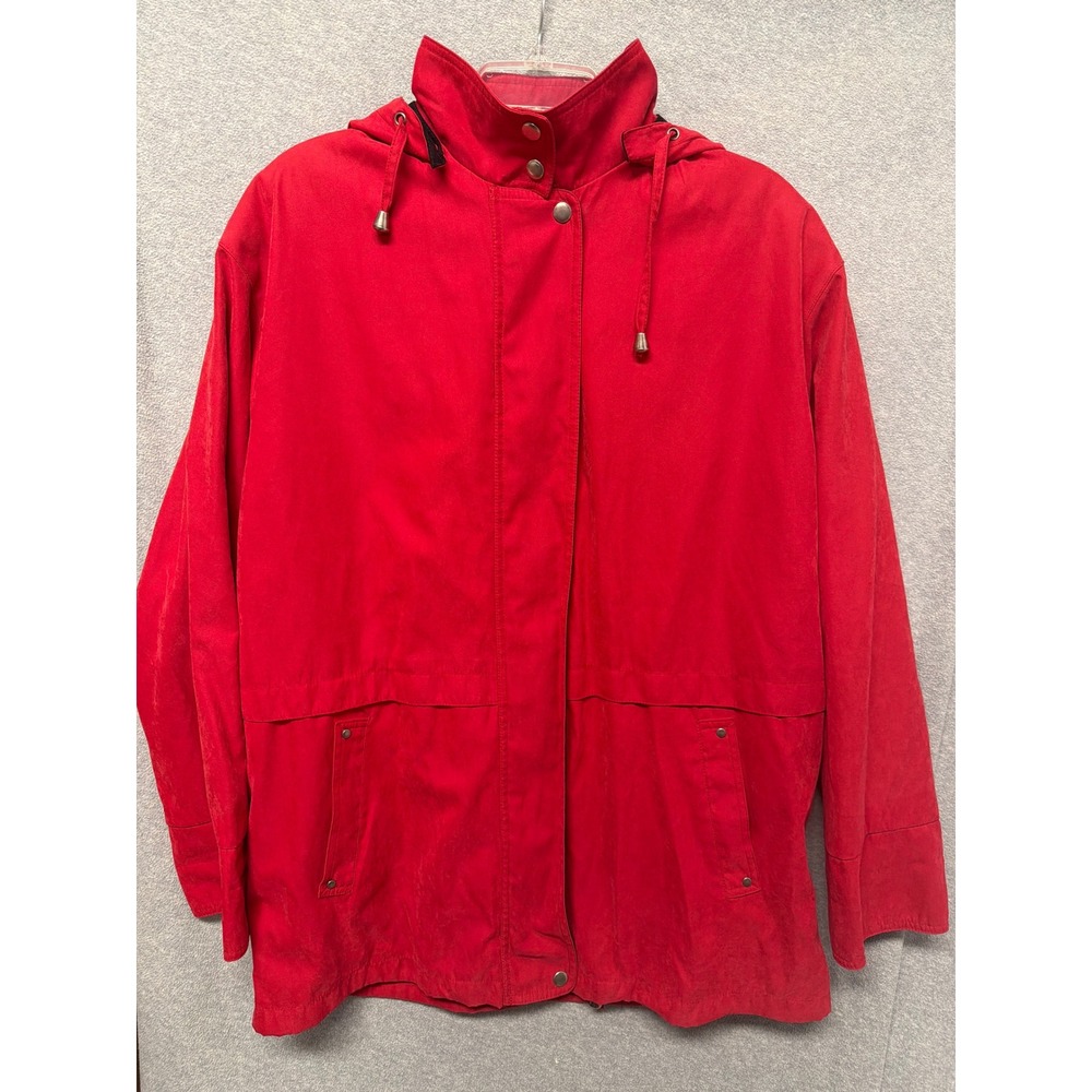 Westbound Red Hooded Zip Front Jacket Women's Size L Rain‎ Coat Casual Outerwear